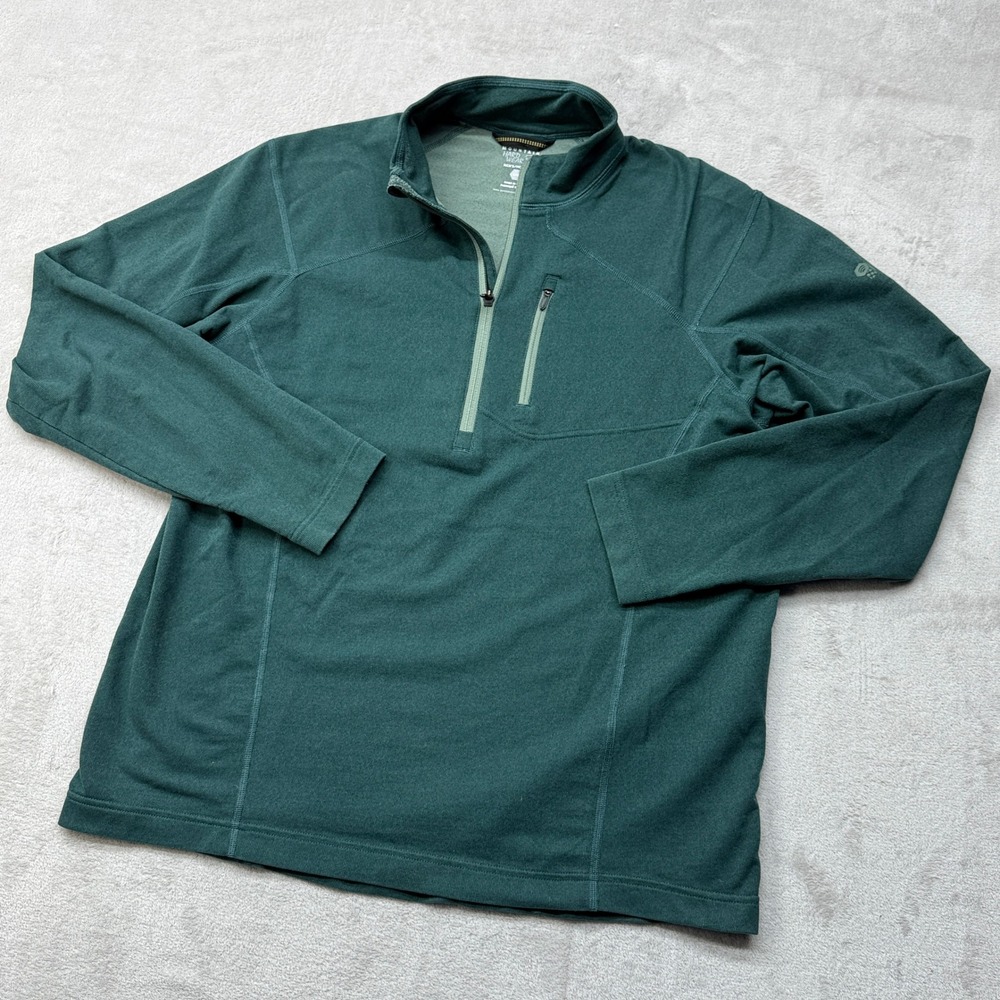 Mountain Hardwear Quarter Zip Pullover Mens Large Green Fleece Layer‎ Outdoors